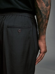 Черный - Elasticated Waist Wool Blend Check Regular Fit Smart Trousers - Изображение 5 из 8