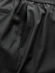 Черный - Elasticated Waist Wool Blend Check Regular Fit Smart Trousers - Изображение 7 из 8