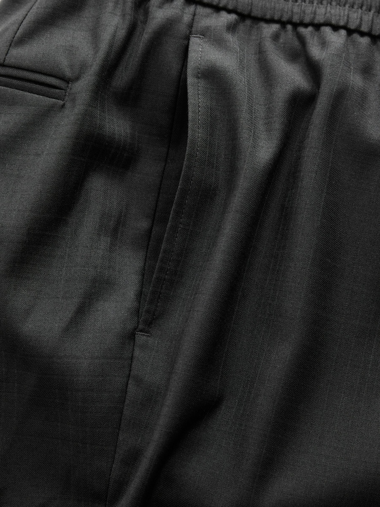 Black Elasticated Waist Wool Blend Check Regular Fit Smart Trousers - Image 7 of 8