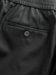 Черный - Elasticated Waist Wool Blend Check Regular Fit Smart Trousers - Изображение 8 из 8