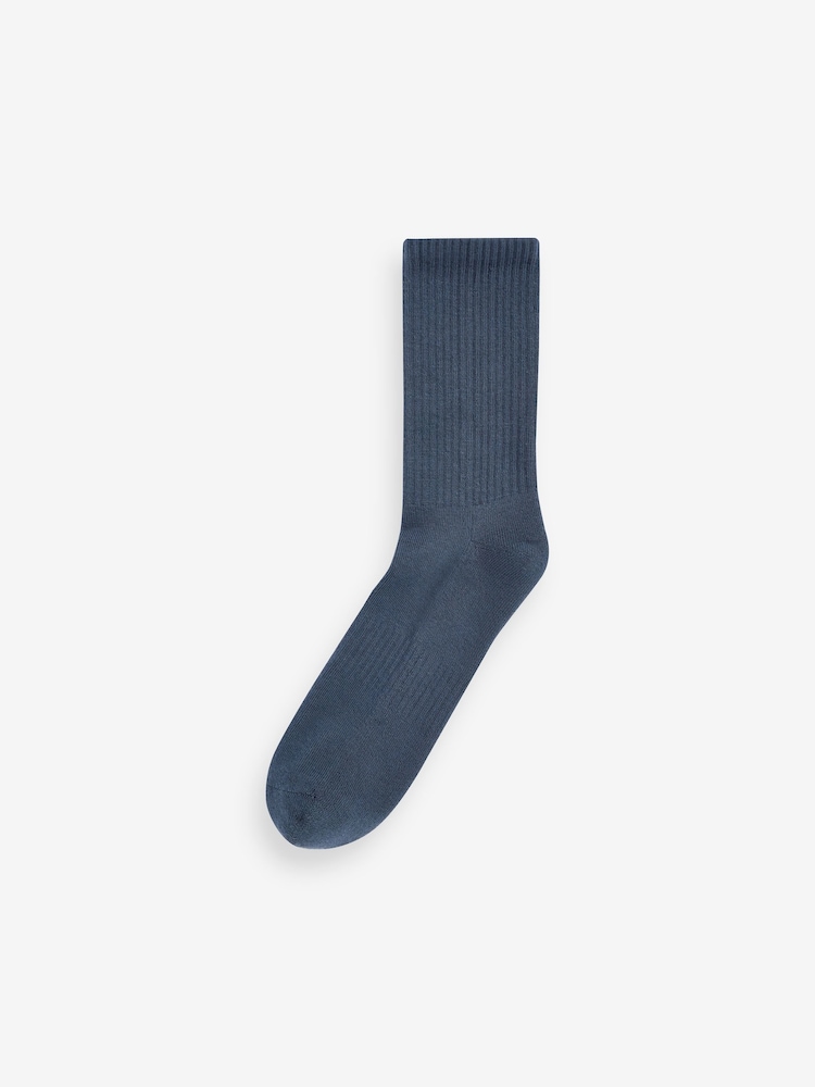 Blue Cushion Sole Ribbed Sport Ankle Socks 3 Pack With Arch Support - Image 4 of 4