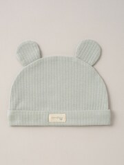Homegrown Green 3 Piece Ribbed Bodysuit Joggers And Bear Hat Set - Image 4 of 5