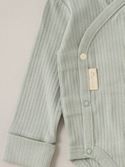 Homegrown Green 3 Piece Ribbed Bodysuit Joggers And Bear Hat Set - Image 5 of 5
