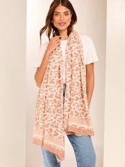 Lipsy Brown Lightweight Printed Scarf - Image 1 of 4