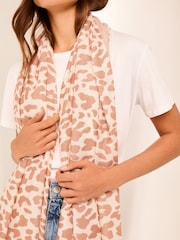 Lipsy Brown Lightweight Printed Scarf - Image 4 of 4