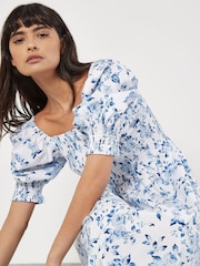 Apricot Blue Rose Cotton Milkmaid Midaxi Dress - Image 2 of 5