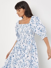 Apricot Blue Rose Cotton Milkmaid Midaxi Dress - Image 3 of 5