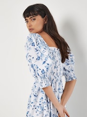 Apricot Blue Rose Cotton Milkmaid Midaxi Dress - Image 4 of 5