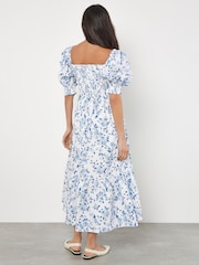 Apricot Blue Rose Cotton Milkmaid Midaxi Dress - Image 5 of 5
