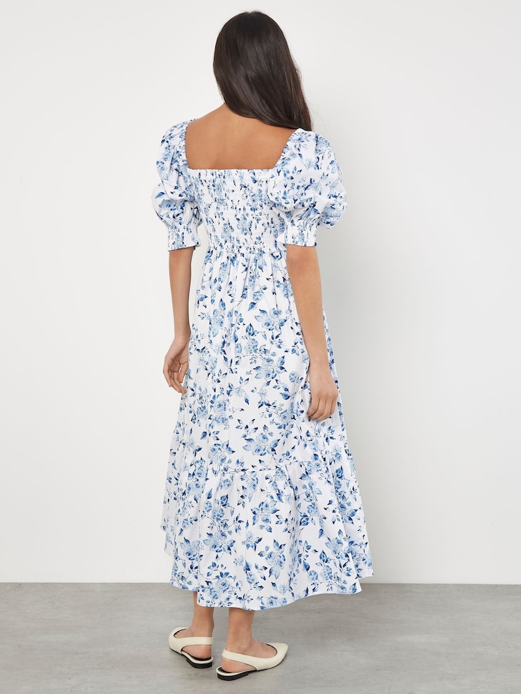 Apricot Blue Rose Cotton Milkmaid Midaxi Dress - Image 5 of 5 Apricot Blue Rose Cotton Milkmaid Midaxi Dress - Image 5 of 5