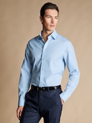 Charles Tyrwhitt Blue Slim Fit 100% Cotton Non Iron Poplin Shirt - Image 1 of 6