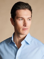 Charles Tyrwhitt Blue Slim Fit 100% Cotton Non Iron Poplin Shirt - Image 2 of 6