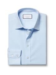 Charles Tyrwhitt Blue Slim Fit 100% Cotton Non Iron Poplin Shirt - Image 4 of 6