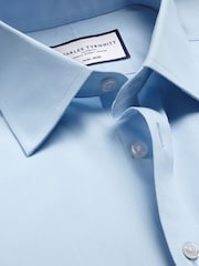 Charles Tyrwhitt Blue Slim Fit 100% Cotton Non Iron Poplin Shirt - Image 5 of 6