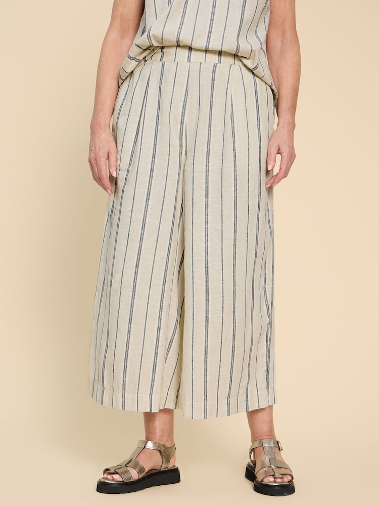 White Stuff Natural Lisette Linen/Cotton Mix Stripe Culottes - Image 1 of 7