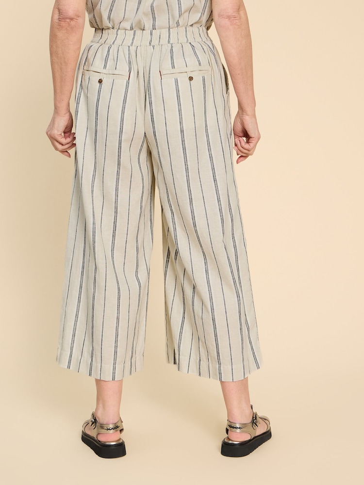 White Stuff Natural Lisette Linen/Cotton Mix Stripe Culottes - Image 2 of 7