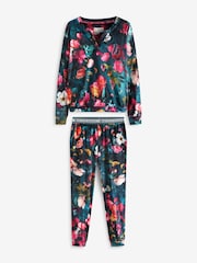 B by Ted Baker Teal Blue Cosy Floral Pyjamas - Image 7 of 12