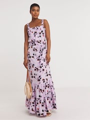 JD Williams Purple Printed Tie Waist Apron Dress - Image 1 of 4