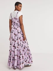 JD Williams Purple Printed Tie Waist Apron Dress - Image 2 of 4