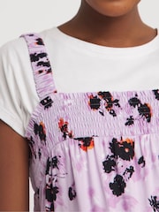 JD Williams Purple Printed Tie Waist Apron Dress - Image 4 of 4