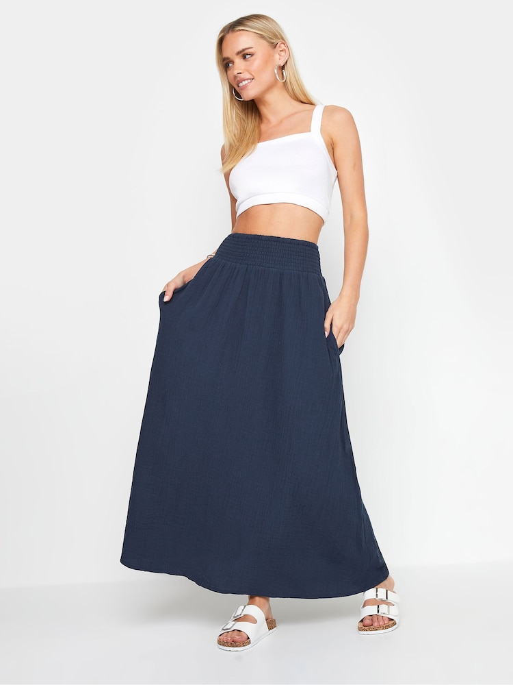 PixieGirl Petite Blue Girl Poplin Maxi 100% Cotton Skirt - Image 2 of 6