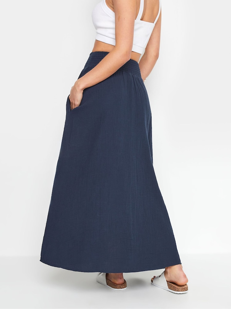 PixieGirl Petite Blue Girl Poplin Maxi 100% Cotton Skirt - Image 4 of 6
