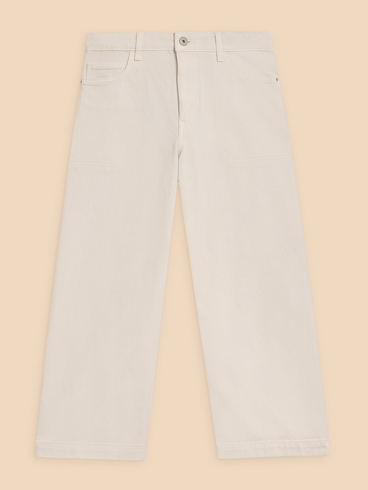 White Stuff Natural White Tia Wide Leg Crop Jeans - Image 5 of 7