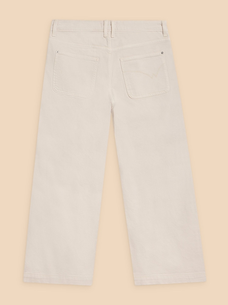 White Stuff Natural White Tia Wide Leg Crop Jeans - Image 6 of 7