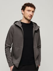 Superdry Grey Sport Tech Logo Loose Zip Hoodie - Image 1 of 7