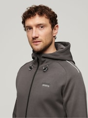 Superdry Grey Sport Tech Logo Loose Zip Hoodie - Image 4 of 7