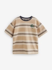 Stone Relaxed Fit Stripe Heavyweight Short Sleeve T-Shirt (3-16yrs) - Image 1 of 4