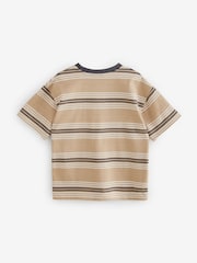 Stone Relaxed Fit Stripe Heavyweight Short Sleeve T-Shirt (3-16yrs) - Image 3 of 4