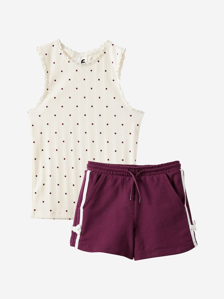 Cotton On White Fitted Essential Tank & Kelcey Shorts Set - Image 1 of 3 Cotton On White Fitted Essential Tank & Kelcey Shorts Set - Image 1 of 3