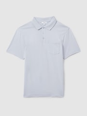 Reiss Soft Blue Austin Mercerised 100% Cotton Polo Shirt - Image 2 of 5