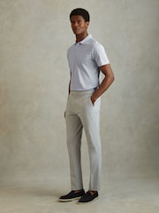 Reiss Soft Blue Austin Mercerised 100% Cotton Polo Shirt - Image 3 of 5