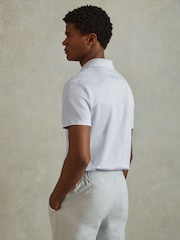 Reiss Soft Blue Austin Mercerised 100% Cotton Polo Shirt - Image 4 of 5