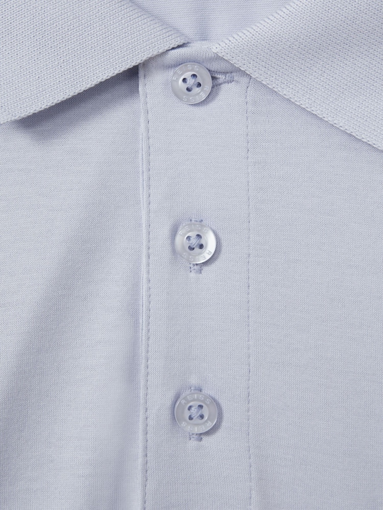 Reiss Soft Blue Austin Mercerised 100% Cotton Polo Shirt - Image 5 of 5