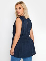 Yours Curve – Schößchenoberteil aus 100 % Baumwolle mit gewelltem Dobby-Detail - Bild 3 von 5