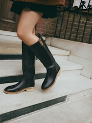 Black Forever Comfort® Knee Leather High Rider Boots - Image 3 of 3