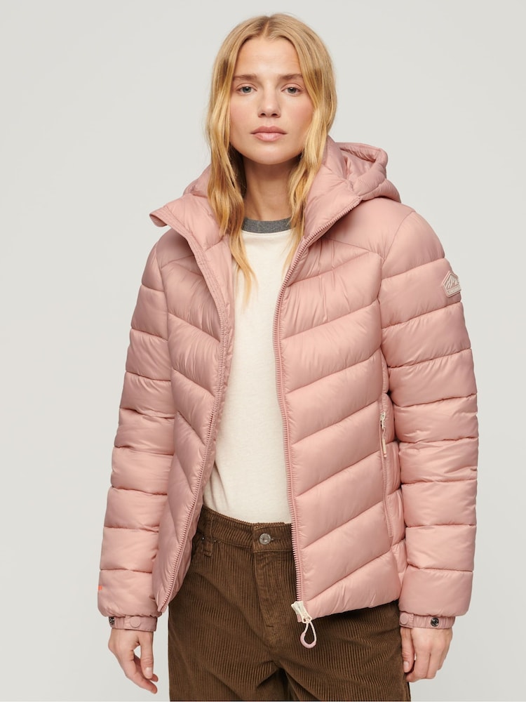 Superdry Pink Hooded Fuji Padded Jacket - Image 1 of 4