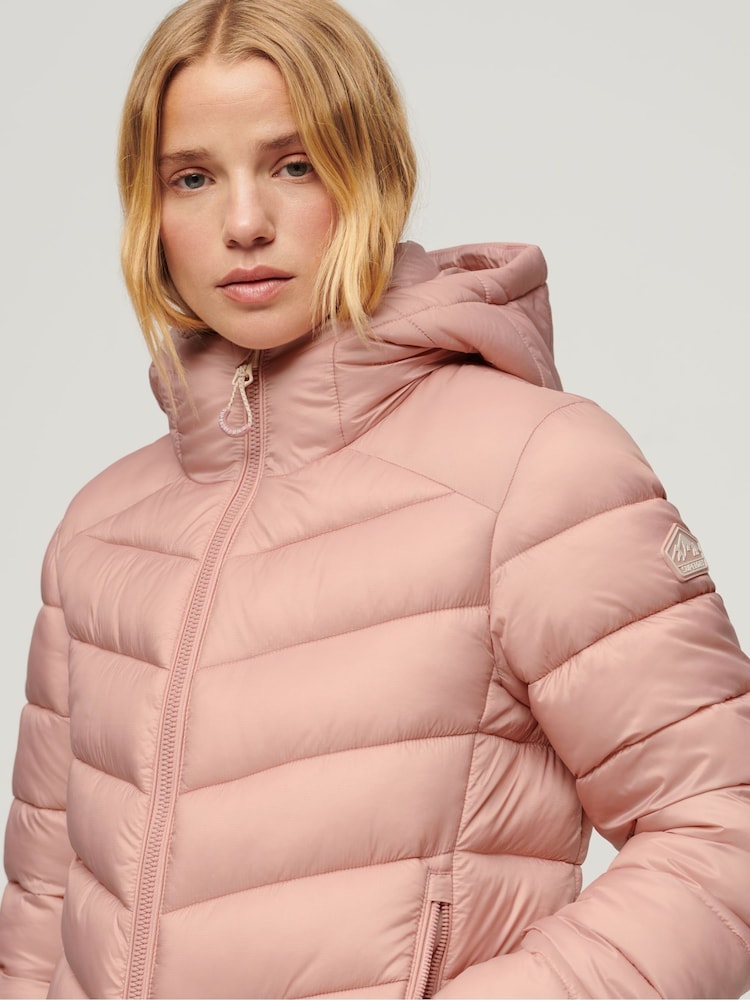 Superdry Pink Hooded Fuji Padded Jacket - Image 4 of 4
