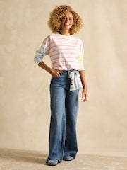 Joules Ellie Pink Multi Long Sleeve Jersey Top - Image 3 of 6