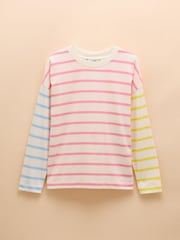 Joules Ellie Pink Multi Long Sleeve Jersey Top - Image 6 of 6