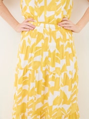 FatFace Yellow Marina Med Geo Cotton/Linen Mix Maxi Skirt - Image 2 of 4
