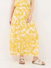 FatFace Yellow Marina Med Geo Cotton/Linen Mix Maxi Skirt - Image 3 of 4