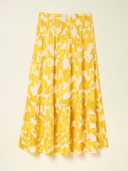 FatFace Yellow Marina Med Geo Cotton/Linen Mix Maxi Skirt - Image 4 of 4
