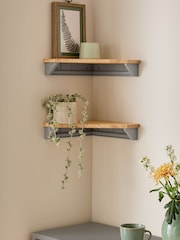 Set of 2 Grey Malvern Corner Shelves - Image 1 of 5