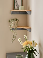 Set of 2 Grey Malvern Corner Shelves - Image 2 of 5