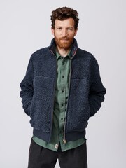 Aubin Croxby Blue Zip Through Wool Blend Fleece - Image 1 of 8