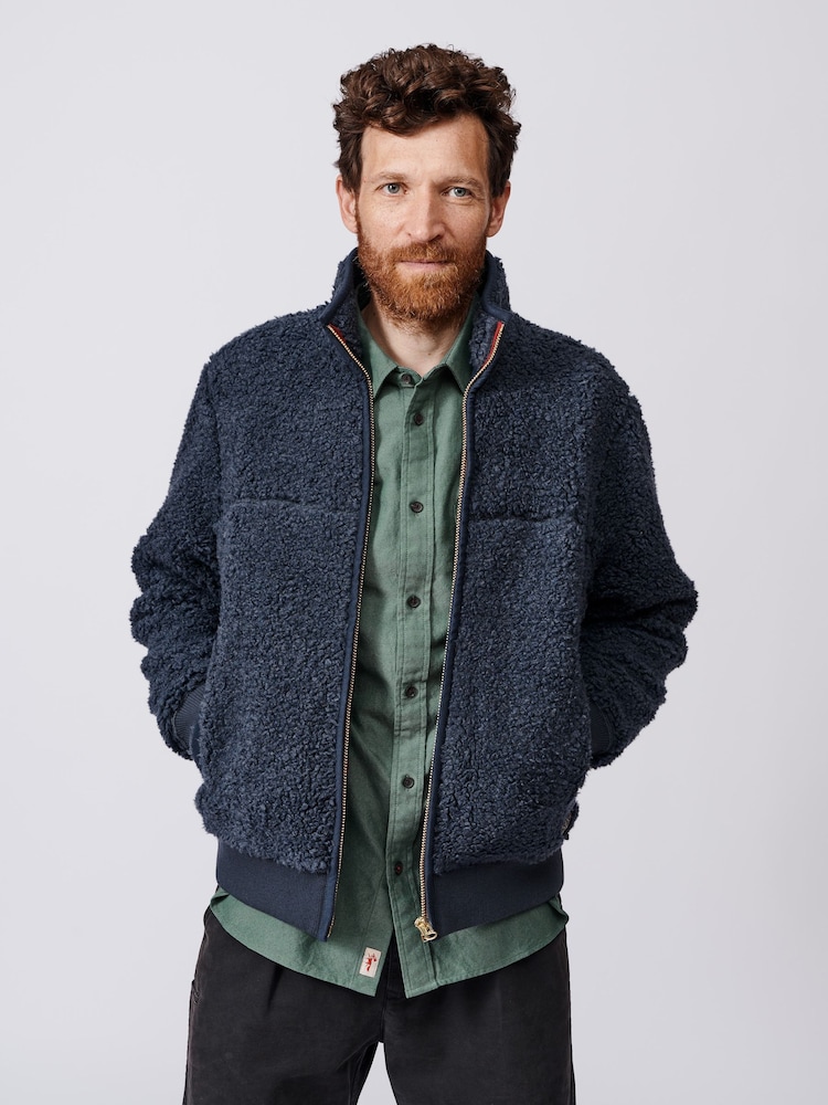 Aubin Croxby Blue Zip Through Wool Blend Fleece - Image 1 of 8